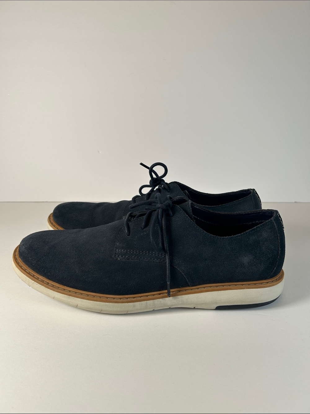 Clarks Blue Suede Derby with Contrast Gum Trim